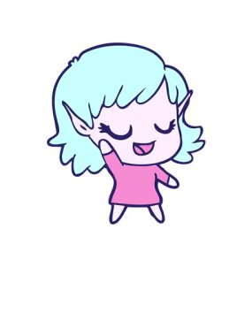 Kalk ve mutlu elf kız çizgi filminin animasyonunu yap.