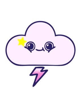 Parıldayan yıldızlar fırtına bulutunun gölgeli çizgi filminin animasyonunu etkiler.