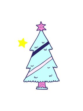 Parıldayan yıldızlar sevimli noel ağacının animasyonunu etkiler