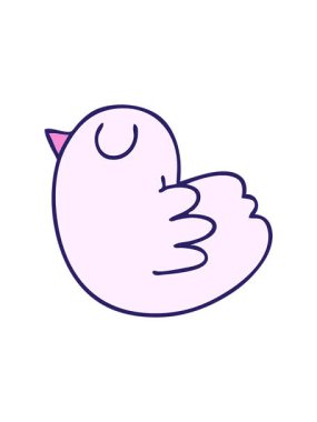 Dikkat çekici el çizimi çizgi film sarı kuş animasyonu