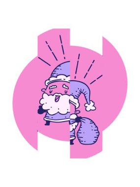 Dövme stili Noel Baba Noel Baba karakterinin Yastıklı ikonunun bölünmüş hareketli canlandırması