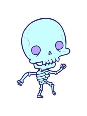 Dans eden şirin iskeletin hareketli animasyonu.