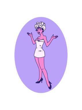 Dövmenin hareketli animasyonunu havlulu bir kızın geleneksel stiliyle sallamak.