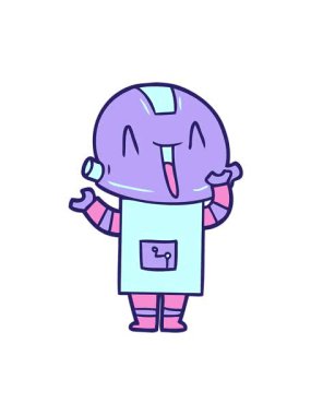 Garip çizgi film robotunun titreşimli hareket animasyonu