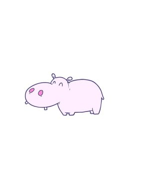 Çizgi film hipopotamının yatay titreşimli animasyonu