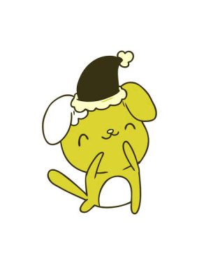 Kawaii köpeğinin Noel karikatürünü çizen el animasyonunun rengi değişiyor