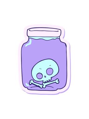 Kafatası olan bir karikatür kavanozunun titreşimli hareket animasyonu