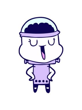 Mutlu çizgi film robotunun neon ışık efekti animasyonu