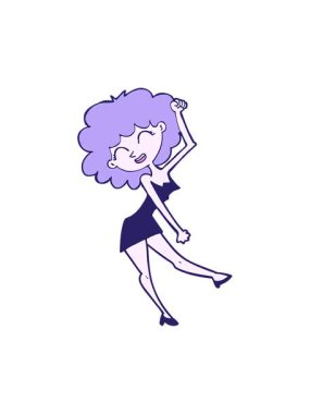 Dans eden karikatür kadının hareketli animasyonu