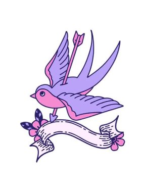 Kırlangıç sancağıyla geleneksel dövmenin hareketli animasyonu