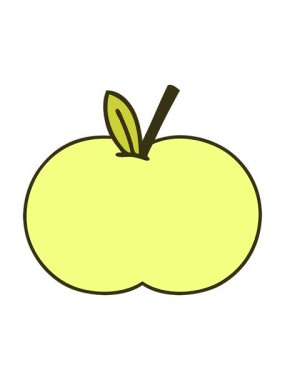 Tatlı bir elma karikatürünün renk değişimi