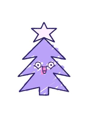 Titrek hareketli bir Noel ağacı tebeşiri çizimi