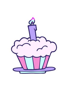 Bir karikatür karikatür doğum günü pastasının animasyonunu aç.