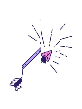 Geleneksel dövme stili eski çakmaktaşı uçlu okun bölünmüş hareket animasyonu