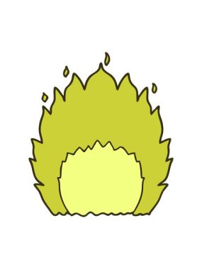 Çizgi film ateşinin renk animasyonu değişiyor