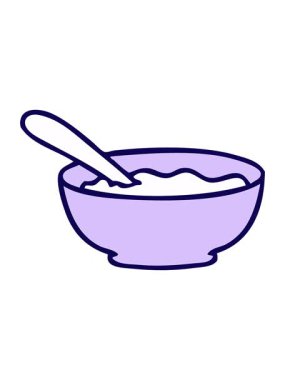 Neon ışık efekti el çizimi tuhaf bir çorba kasesi.