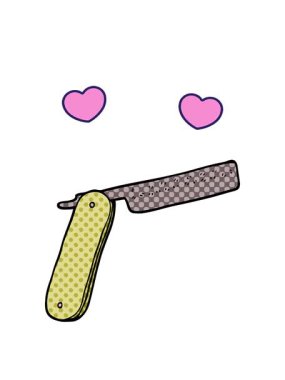 dönen kalp animasyonu karikatür karalama boğazı kesme ustura