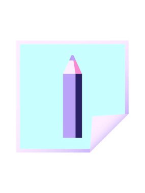 Yeşil renkli kalem illüstrasyon kare etiketinin hareketli canlandırması