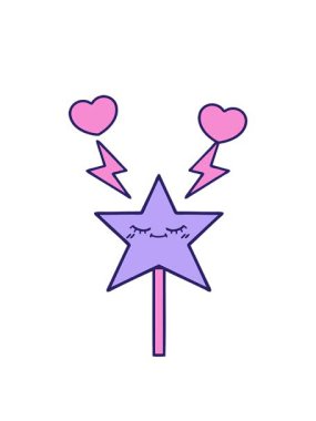 Sihirli değneğin sevimli çizgi filminin dönen kalp animasyonu