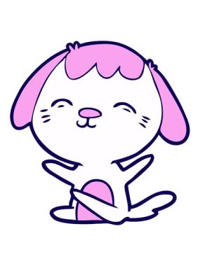 Oturan mutlu çizgi filmin neon ışık efekti animasyonu.