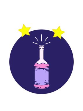 dönen yıldızlar dövme stili bira şişesinin animasyonu