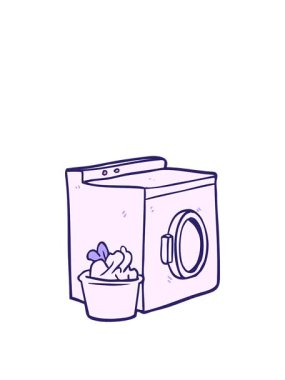 Çizgi film çamaşır ve çamaşır makinesinin animasyonunu genişletiyorum.
