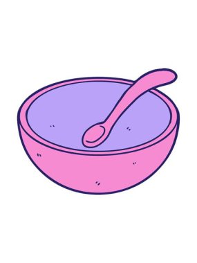 karikatür ahşap kase ve kaşığın hareketli animasyonu