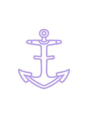 Dikkat çekici dövme canlandırması siyah çizgi biçiminde bir çapa simgesi