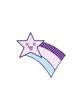 Kayan bir gökkuşağı yıldızının çizgi filminin karikatürü.