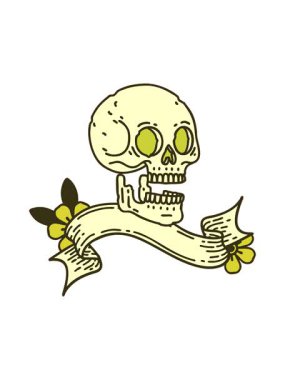 Bir dövmenin rengini kafatasının pankartıyla değiştirmek