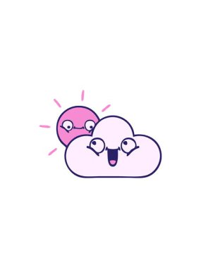 Güneş ışığı ve bulutun sevimli çizgi filminin radyoaktif parlak animasyonu