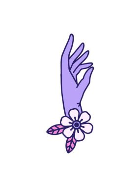 Dövme stili bir el ve çiçeğin hareketli animasyonu