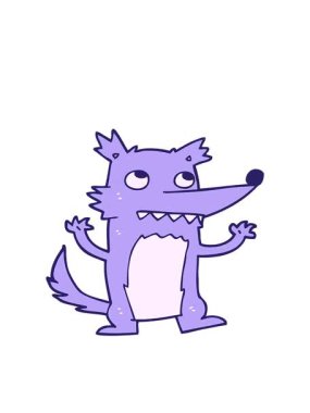 el çizimi çizgi film kurdunun hareketli animasyonu