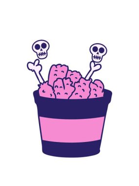 kafatası animasyonu çizilmiş çizgi film karalama kovası kızarmış tavuk