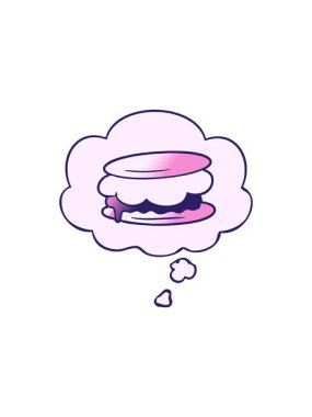 Düşünce baloncuğu yumuşak eğimli smore çizgi filminin radyoaktif parlayan animasyonu