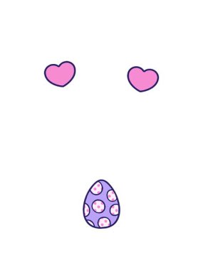 Paskalya yumurtası karikatürünün dönen kalpleri.