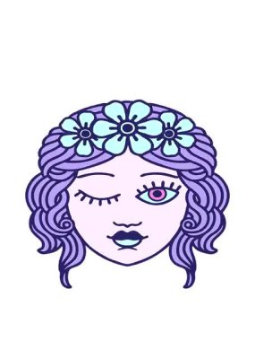 Dövmenin hareketli animasyonunu geleneksel bir şekilde sallayan bakireler göz kırpıyor.