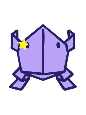 Parıldayan yıldızlar Japon katlanmış kağıt origami zıplayan kurbağanın animasyonunu etkiler.