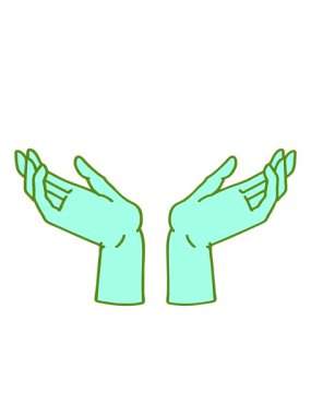 parlak renkli açık ellerin ikonik dövme tarzının hareketli animasyonu