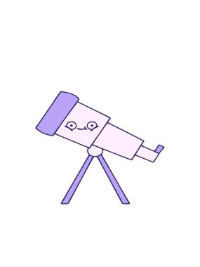 sevimli bir teleskop çizgi filminin hareketli animasyonu