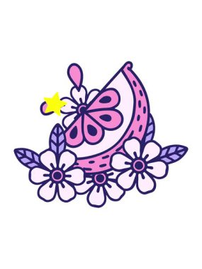 Parlayan yıldızlar, dekoratif bir limonun sembolik dövme imajının animasyonunu etkiler.