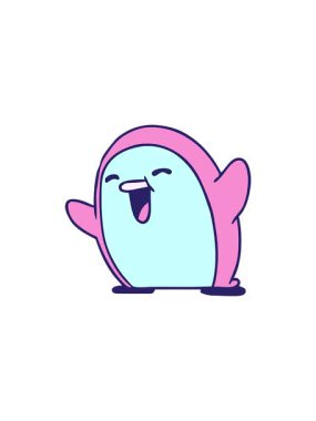 penguen Kawaii 'nin radyoaktif parlak animasyonu şirin çizgi film