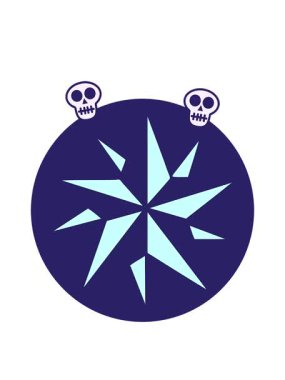 Bir yıldızın ikonik dövme ikonunun dönen kafatası animasyonu