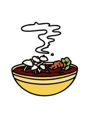 Japon kasesinde salamura edilmiş mantarların hareketli animasyonu.