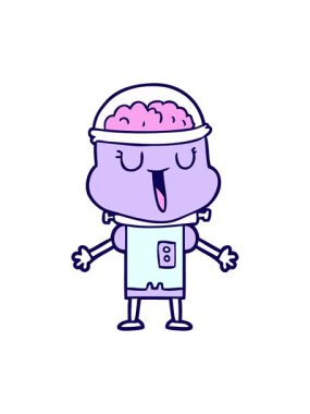 Mutlu robot çizgi filminin neon ışık efekti animasyonu