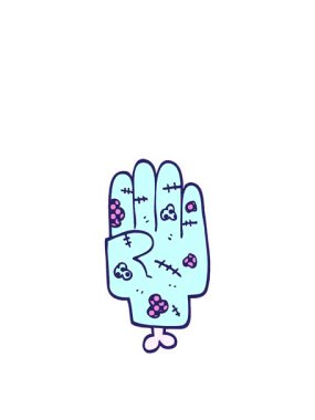 Çizgi roman tarzı zombi elinin zıplama hareketi animasyonu