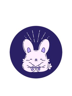 Dövme stili mutlu tavşan ikonunun yanıp sönen radyal çizgileri.