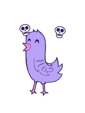 Mutlu kuş çizgi filminin kafatası animasyonu.