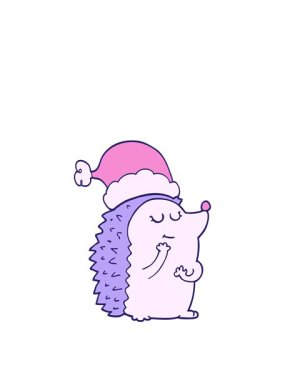 Çizgi film kirpisinin Noel şapkası taktığı animasyonları.