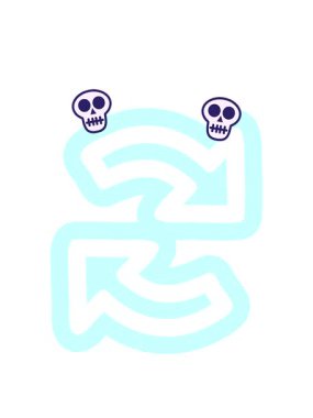 Geri dönüşüm ok simgesinin kafatası animasyonu